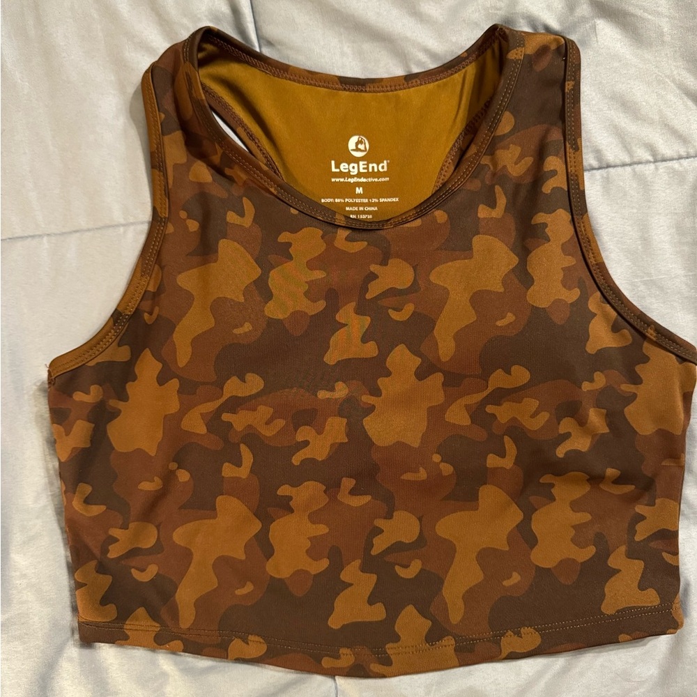 Leg End Brown camo bra tank top